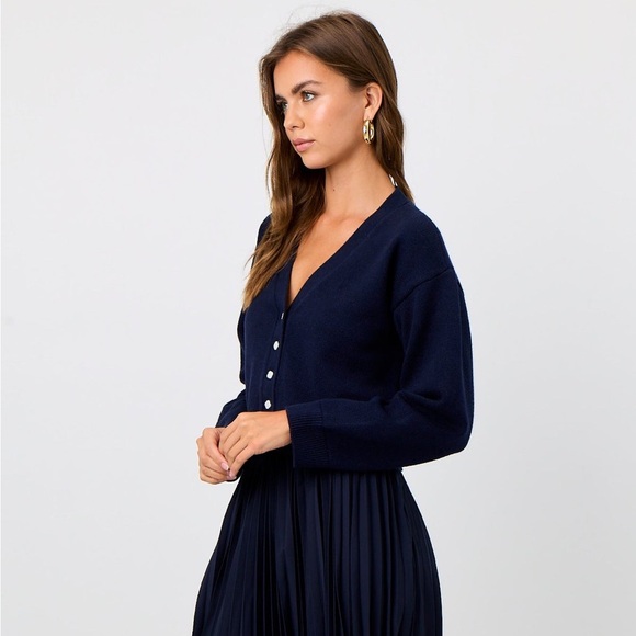 NWT La Porte Swim Cotton Cashmere Knit Summer Cardigan - Navy - XS - Picture 6 of 7
